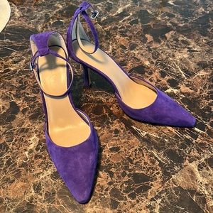 Ann Taylor Purple Suede Pointed Toe Ankle-Strap Heels size 10